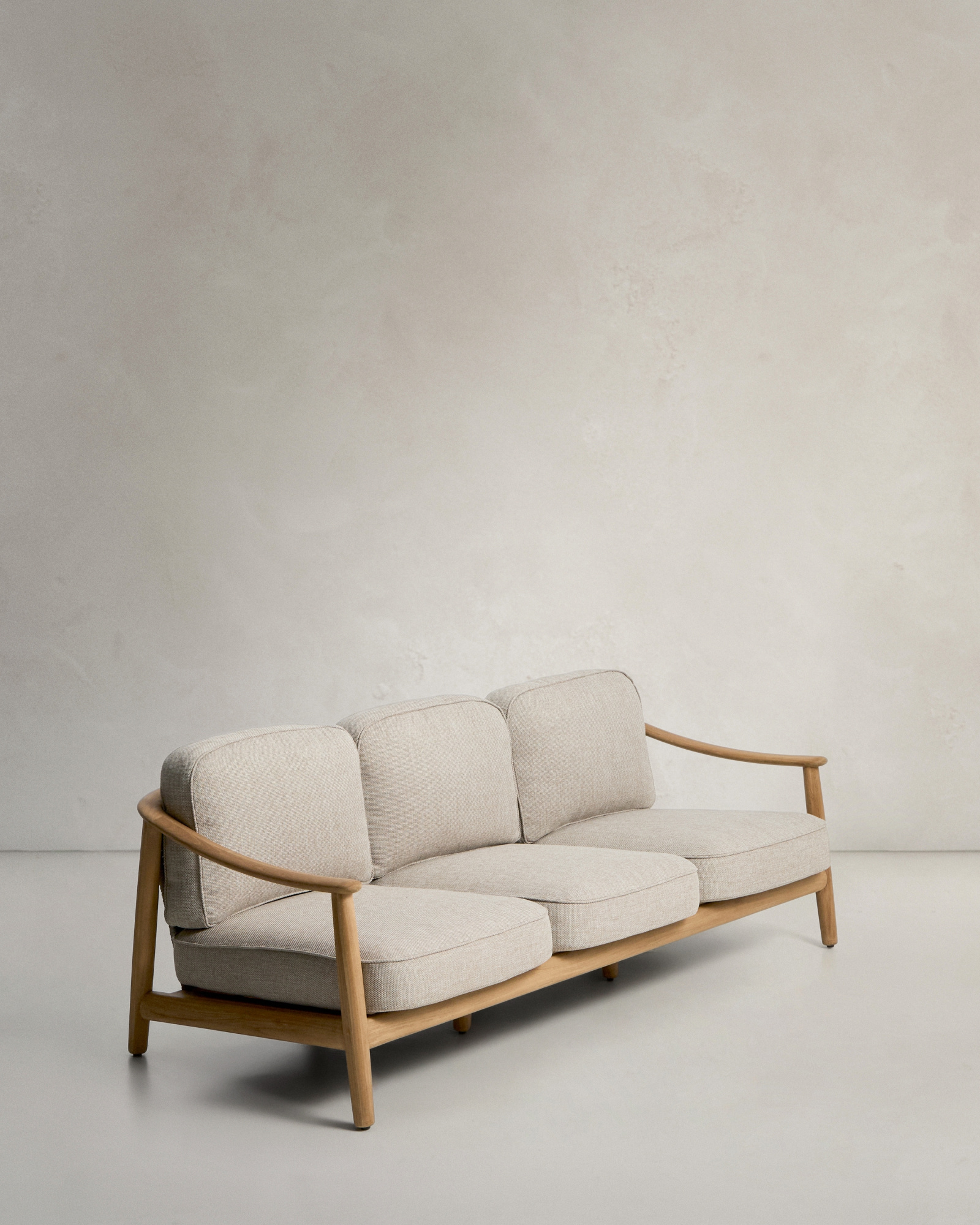 Уличный 3-х местный диван Elunda из тикового дерева и бежевой веревки La Forma 482221