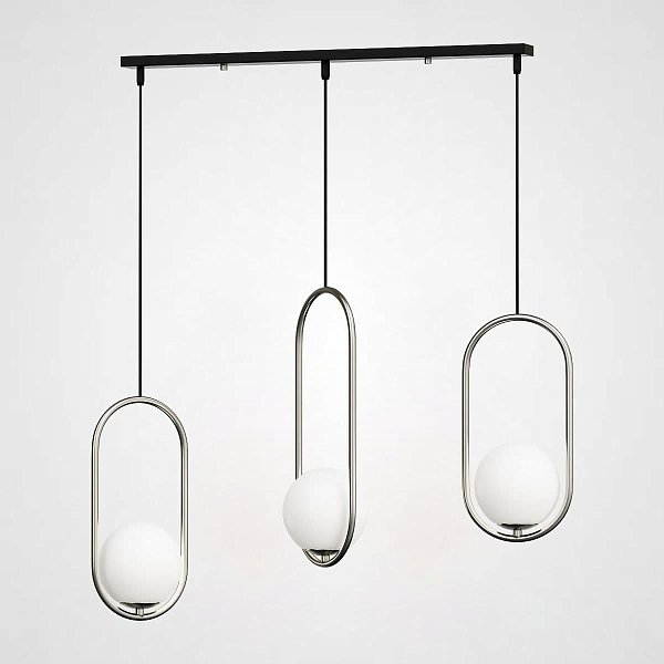 Подвесной светильник HOOP-TRIO Серебро, Эллипс S+L+S, Планка by ImperiumLoft