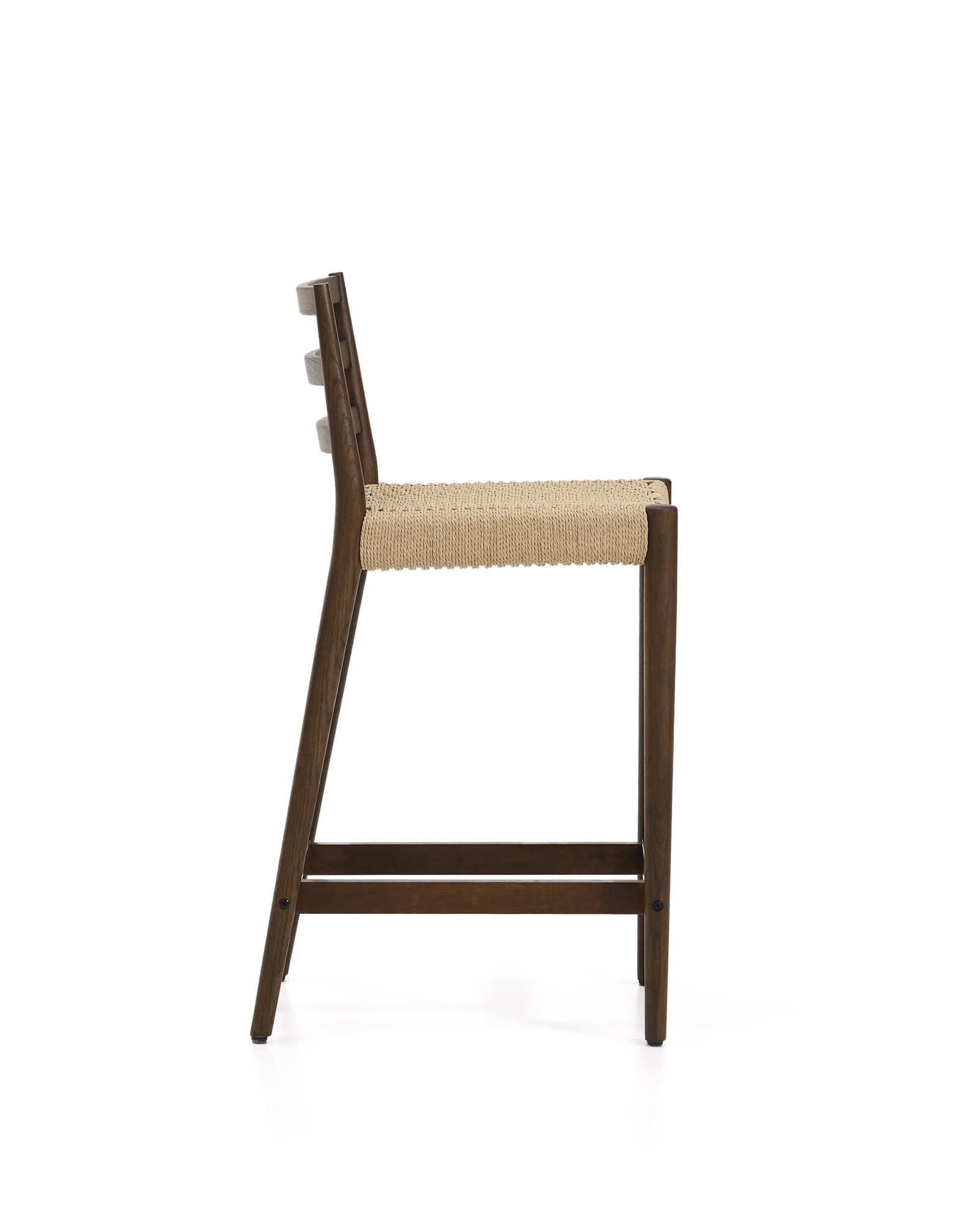 Полубарный стул Analy из массива дуба в отделке орех и веревочным сиденьем 65 см La Forma (ex Julia Grup)