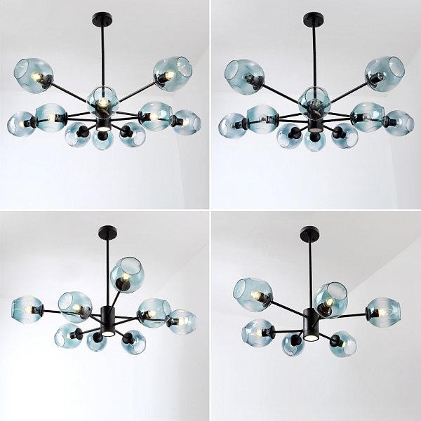 Люстра на штанге MARINE D104 10 lamps Black/Blue by ImperiumLoft
