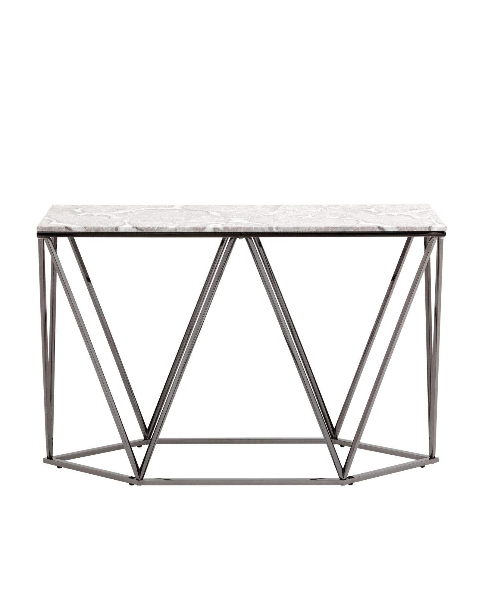 Консоль Авалон 122*41 серый мрамор сталь темный хром Stool Group