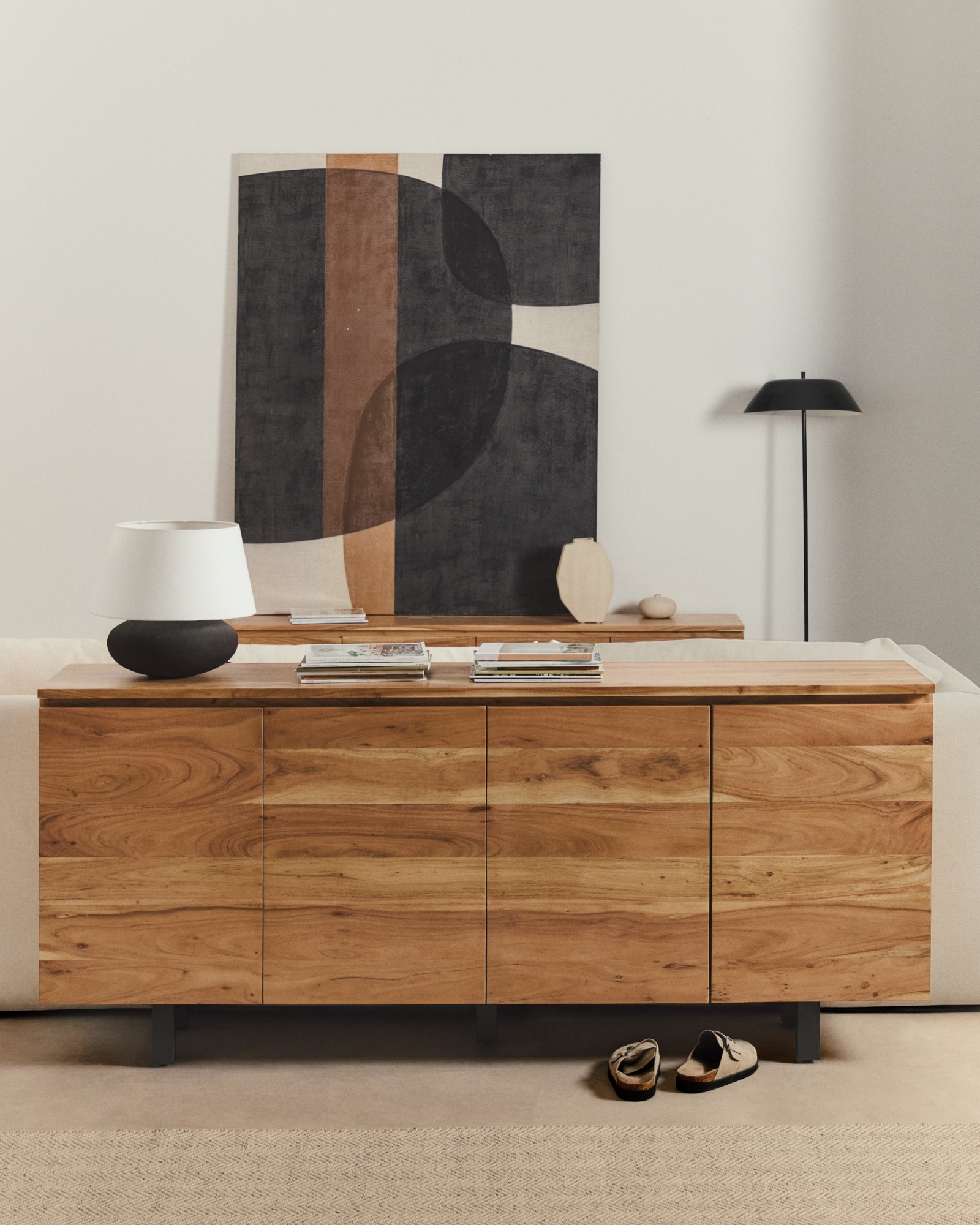 Сервант Uxue из массива акации с беленой отделкой 200 x 88 La Forma (ex Julia Grup)