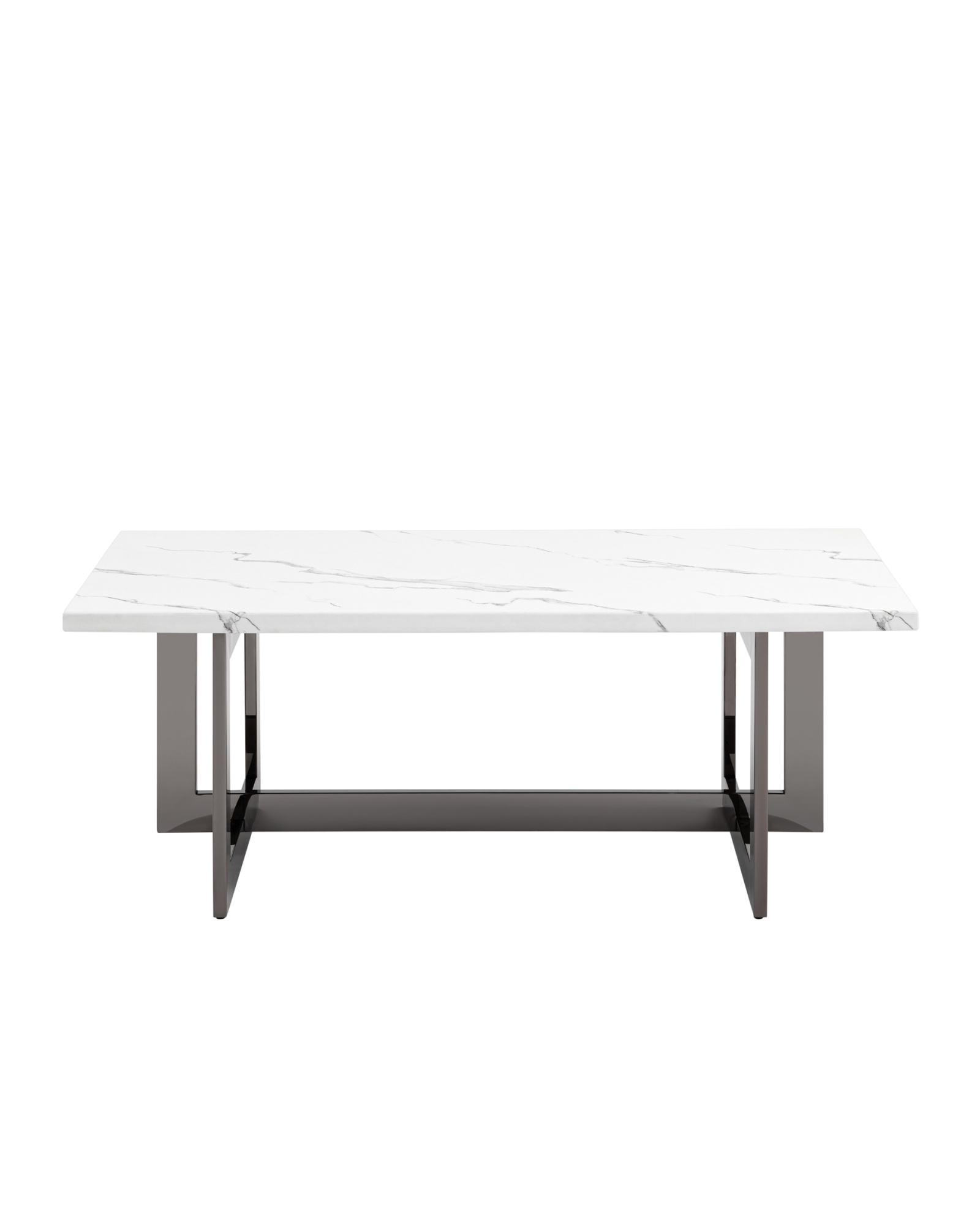 Журнальный столик Нэйтан 122*61 белый мрамор сталь темный хром Stool Group