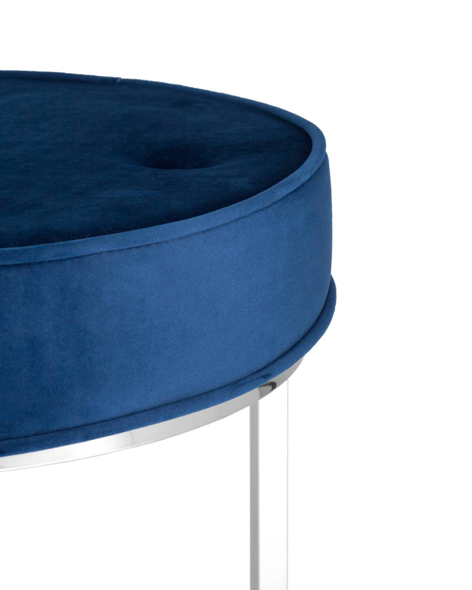 Банкетка САПФИР велюр синий сталь серебро Stool Group