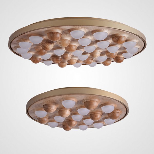 Потолочная люстра PIE D60 Gold/Light wood by ImperiumLoft