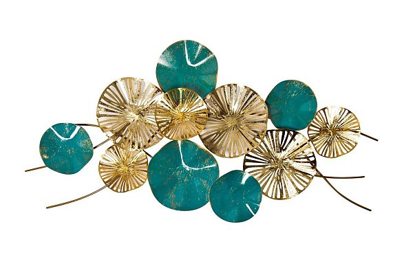 Декор настенный "Цветы" золотисто-бирюзовый Garda Decor 37SM-1111