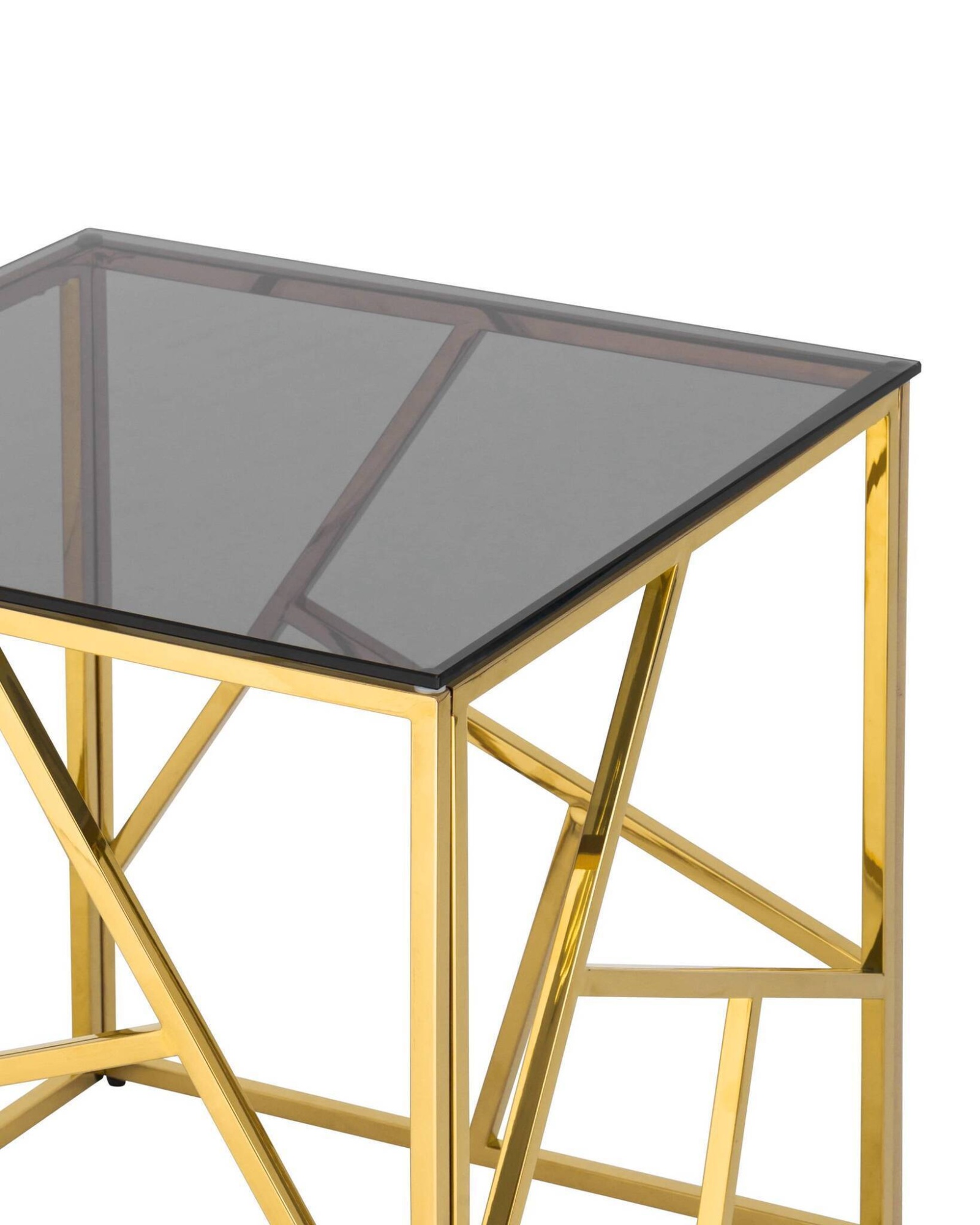 Журнальный столик 55*55 АРТ ДЕКО золото стекло smoke Stool Group