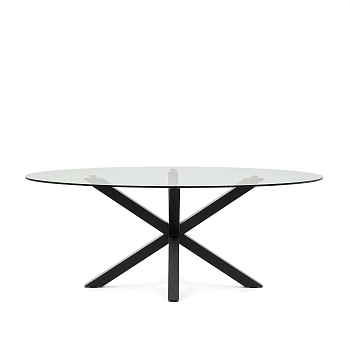 Овальный стол ARYA Argo из стекла, на стальных ножках с черной отделкой 200x100 La Forma (ex Julia Grup)