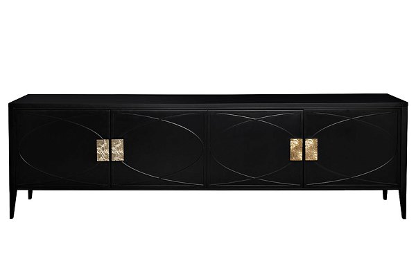 Тумба под телевизор черная с дверцами Garda Decor 151SV-00005