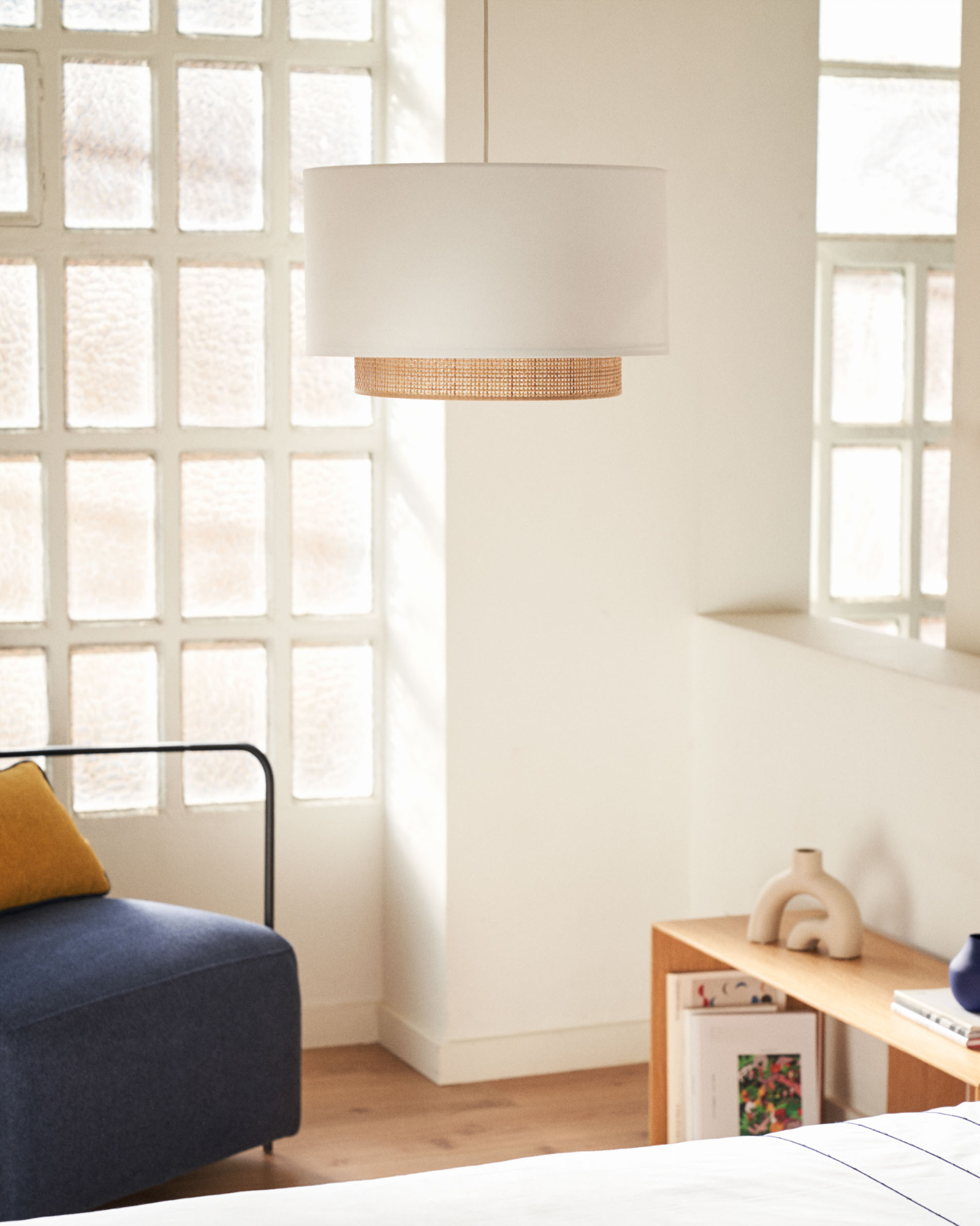 Бамбуковый потолочный плафон Erna с натуральной белой отделкой Ø 40 см La Forma (ex Julia Grup)