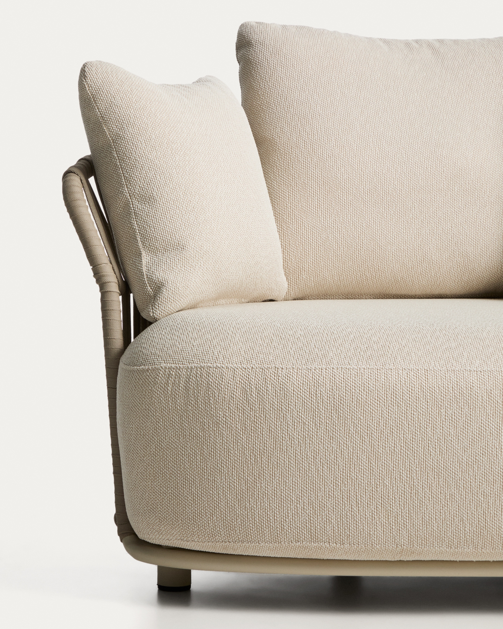 Двухместный модуль уличного дивана Osani из алюминия экрю и веревки цвета таупе 170 см La Forma 482321