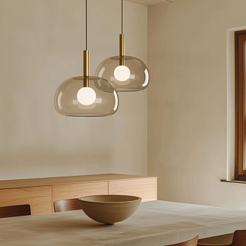 Подвесной светильник Cloud серое стекло/золотой металл Aromas del Campo