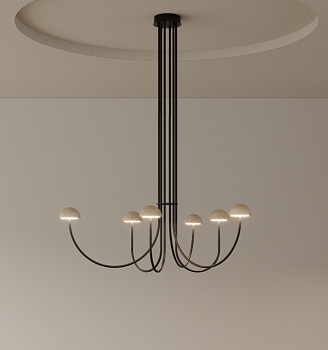 Подвесной светильник Dussa 6L черный металл / Travertine Aromas del Campo